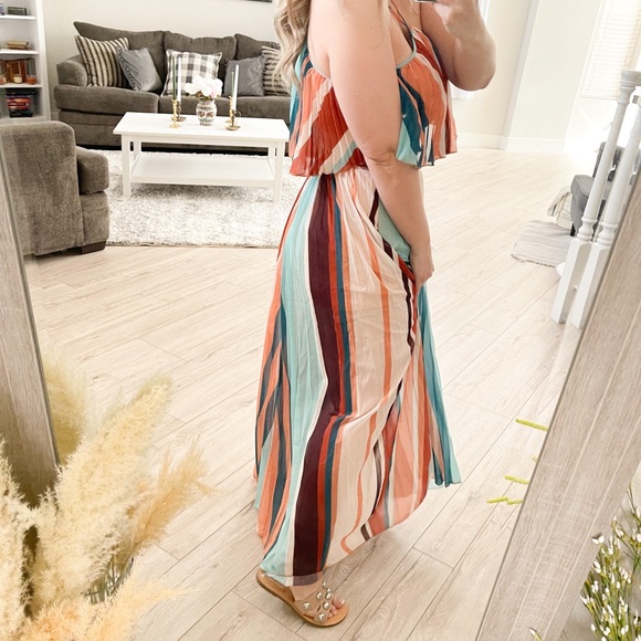 multi stripe crop top and maxi skirt set - Picture 8 of 15